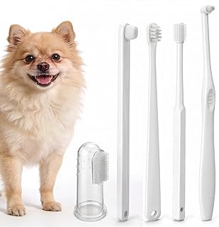 5pcs Puppy Toothbrush Kit, Small Dog Dental Care Set with Soft White Bristles, Multi-Functional Brushing for Tartar Removal and Fresh Breath
