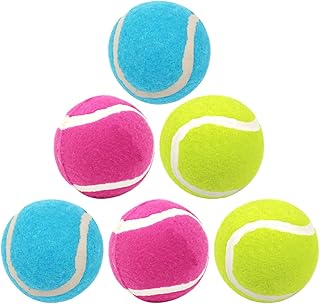 6pcs Dog Balls for Dogs and Puppies, High Elasticity Rubber Fetch Balls, Small Interactive Training for Outdoor Play, Sturdy Non-Toxic Pet Collection (Blue, Rose Red, Yellow)
