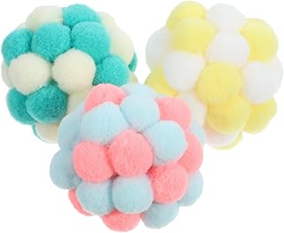 Cabilock 3pcs Colorful Cat Balls with Bells, Elastic Fuzzy Interactive Kitten for Indoor Play and Exercise, Cat Supplies for Mental and Physical Stimulation