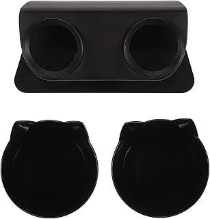 GANAZONO Double Pet Feeder Bowls 15° Elevated Plastic Dog and Cat Bowl Black Neck Protection for Home Feeding