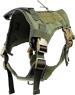 Large Tactical Oxford Cloth Dog Vest Harness Service Dog Accessory Olive L for Outdoor Training and Control