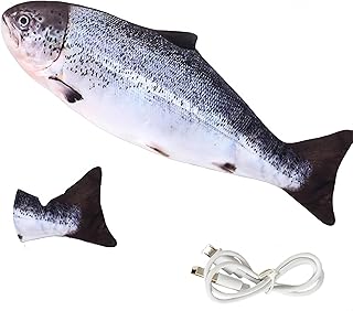 Electric Flopping Fish Cat Toy, USB Rechargeable Interactive Simulation Fish Toy for Cats, Realistic Moving Chew Toy for Kittens and Adult Cats, Funny Exercise & Play Supplies (Salmon)