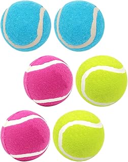 6pcs Dog Tennis Balls High Elasticity Rubber Fetch Balls Assorted Colors Blue Pink Yellow Interactive Training for Dogs Puppies
