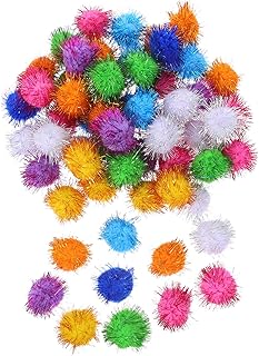 60pcs Interactive Cat Pom Pom Balls Set Colorful Glitter Indoor for Kittens Exercise and Entertainment Random Color
