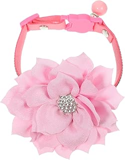 Rhinestone Bling Adjustable Cat Collar with Bell, Xs Size Pink Detachable Breakaway Necklace for Small Cats and Puppies, Stylish Pet Holiday Collar