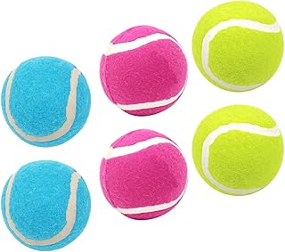 6pcs Dog Balls Set for Fetch and Training, High Elasticity Rubber Tennis Balls, Small Size, Multi-Color (Blue, Pink, Yellow), Interactive Outdoor Activity for Puppies and Dogs