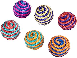 6pcs Sisal Cat Teaser Balls 4.5cm Interactive Bite Assorted Colors for Indoor Cats Pet Supplies Random Color