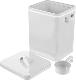 Metal Pet Food Storage Bin with Lid White Kitchen Rice and Laundry Powder Container Sturdy Dry Food Storage for Dog Pantry Organization