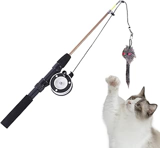 Cat Toy Fishing Pole | Telescopic Wand Interactive, Kitten Play Stick, Realistic Teaser | Durable EVA Material, Lightweight Portable Design | Indoor Outdoor Exercise Fun for Kittens Pet