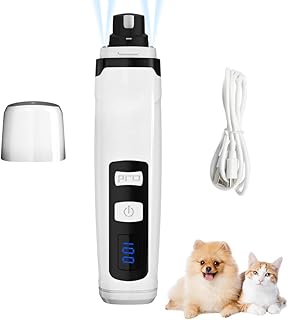MiOYOOW Pet Claw Grinder, Dog Nail Trimmer with Dual LED Lights, 2-Speed, Low Noise Cat Paw Trimmer for Cats Small Medium Dogs