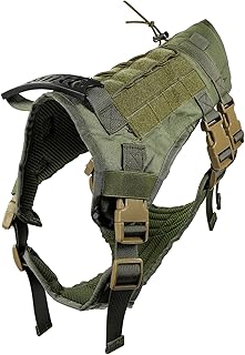 German Shepherd Harness for Large Dogs, Green Oxford Fabric Service Dog, Adjustable No-Pull Outdoor Working Harness, Size L