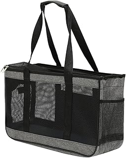 Portable Pet Carrier Bag for Cats and Puppies Breathable Mesh Soft-Sided Foldable Cat Carrying Bag Large Gray Travel Pouch