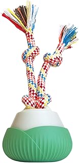 Mjaie Automatic Moving Cats Teaser Ball with Pull Rope Interaction Training Toy USB Power Chasing Toy for Pet Enrichment Cats Exercise Rotating Ball