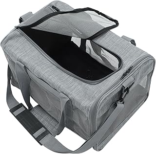 YARNOW Portable Breathable Soft-Sided Cat Carrier Travel Bag Foldable Pet Pouch for Small Cats and Dogs, Grey Mesh Carrier for Outdoor Trips and Airline Use