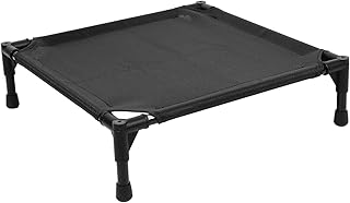 Elevated Cooling Dog Bed Outdoor Raised Pet Cot Breathable Detachable Cover 50x50x12cm for Small Medium Dogs to 15lbs
