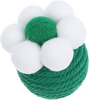 Alasum Interactive Indoor Cat Cotton Rope Scratching Ball with Sisal Pom Pom for Kitten Play and Mental Exercise