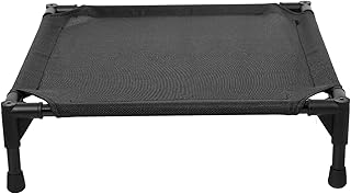 UPKOCH Elevated Dog Bed Compact Dark 50x50x12cm Breathable Outdoor Raised Pet Cot Cooling Summer Bed Removable Cover for Small Dogs to 15 Lbs
