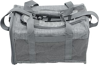 Toyvian Small Pet Carrier Backpack for Cats and Dogs, Breathable Foldable Soft-Sided Handheld Travel Bag, Portable Outdoor Puppy and Bunny Carrier in Gray