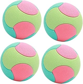 Homoyoyo 4pcs Dog Chew Molar Balls Sturdy Rubber 6.5cm Diameter Colorful Hollow Design for Small Dogs Interactive Training Use