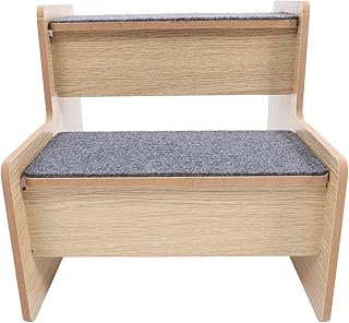2-Step Wooden Pet Stairs Non-Slip Kitten Ladder Portable Dog Stair Steps for Small Dogs and Cats Indoor Use