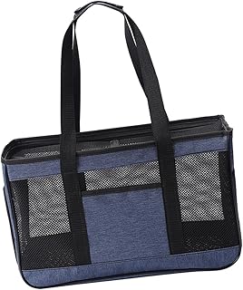 FAVOMOTO Large Breathable Mesh Cat Carrier Bag Portable Soft-Sided Pet Travel Carrier for Cats and Small Dogs with Handle, Blue Spacious Tote for Outdoor Use