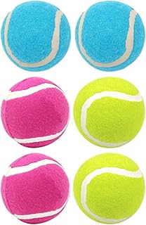 6pcs Dog Tennis Balls for Dogs, High Elasticity Chew, Sturdy Outdoor Fetch Balls for Puppy Training and Interactive Play, Set (Blue, Pink, Yellow)
