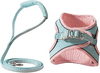Cat Harness and Leash Set, Soft Vest Pulley Strap, Size S for Cats to 4 Lbs, Adjustable Pink-Blue Pet Traction Strap for Walking and Outdoor Use