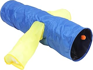 Cat Tunnel Plaything with Three Channels Collapsible Portable Kitten Tube for Indoor Cats Interactive Pet Tunnel and Entertainment