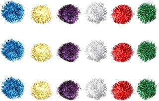 18pcs Cat Pom Pom Balls Tinsel Bite-Resistant 5cm Interactive for Indoor Play Pet Supplies for Kittens and Cats Random Color