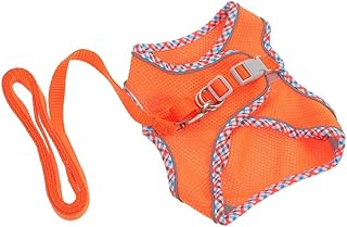 YARNOW Adjustable Reflective Dog Walking Vest Harness Set for Small Dogs and Puppies, Portable Orange No-Pull Pet Harness with Leash, Soft Breathable Material for Outdoor Training