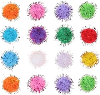 100pcs Colorful Cat Balls Glitter Bite-Resistant Plush 3cm for Indoor Kitten Interactive Play Pet Scratching Random Color