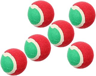 6pcs Christmas Tennis Balls for Dogs Small Rubber Chew Sturdy Pet Balls for Aggressive Chewers Puppy Training and Fetch Supplies