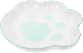 Ceramic Cat Paw Bowl 9-inch Slant Feeding Dish Blue Non-Spill Pet Food Bowl Indoor Cat Feeder Puppy Feeding Supplies