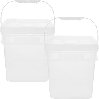 Cabilock 2pcs 10l Airtight Food Grade Square Storage Buckets with Lid and Handle for Dog Food, Grain, Rice, Multi-purpose Sealed Containers for Pet and Kitchen Use