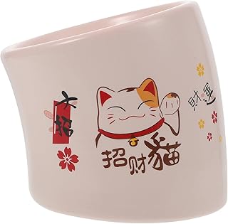 Ceramic Cat Bowl Anti-Overturn Raised Pet Feeder Dish Pink Non-Slip Water and Food Bowl for Cats and Small Dogs