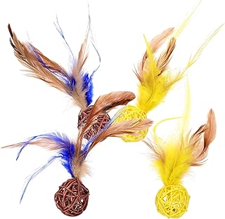 4pcs Rattan Cat Bell Balls Indoor Interactive Cat for Small Medium Large Sturdy Reusable Kitten Supplies Colorful Natural Fiber Balls for Home Play