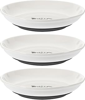 3pcs Ceramic Cat Bowls Shallow Broad Food and Water Dishes with Non-Slip Black Silicone Base for Kittens Indoor Feeding