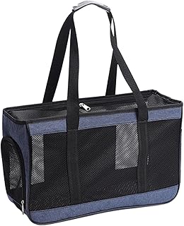 Breathable Large Soft-Sided Pet Carrier Bag for Cats and Small Dogs, Mesh Portable Travel Carrier for Outdoor Use, Blue Handheld Puppy and Cat Transport Pouch