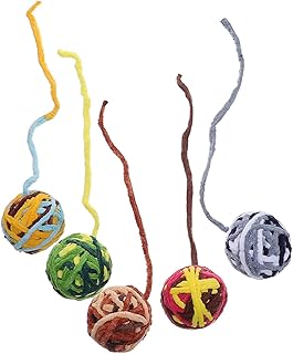 5pcs Wear-Resistant Colorful Bell Yarn Balls Cat Kitten Interactive Plaything Household Small Fun Scratching for Indoor Cats Random Style