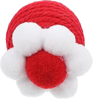 Cat Sisal Rope Scratching Ball with Sound Interactive Fuzzy Yarn Ball Hanging Teaser for Indoor Cats and Kittens Red