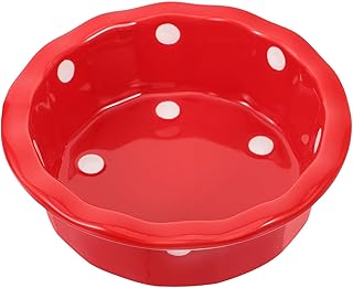 Ceramic Pet Food Bowl with Elk Pattern Red Cat Feeding Bowl Christmas Dog Food Container for Cats and Dogs