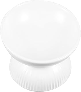 Cat Inclined Ceramic Feeding Bowl Small White, Anti-Spill Raised Pet Food and Water Dish Neck Protection for Cats