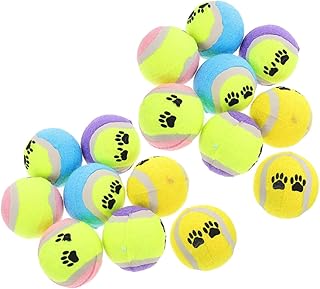16pcs Dog Fetch Balls Plush Tennis Rubber Balls Diameter 7cm Interactive Throwing Training for Dogs Puppy Play Supplies Random Color