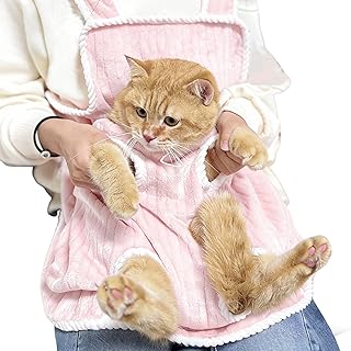 Pet Carrier Cat Apron, Breathable Adjustable Holder, Cats Holding Carrier with Soft Mesh Material, Hands Free Carrying Apron, Cat Carriers with Secure Design, Grooming Nail Trimming Support for Women