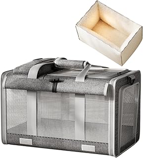 Large Capacity Cat Carrier, 47x30x29cm Oxford Cloth Crate with Removable Inner Liner, Nylon Bag for Pet Travel, Vet Visits, Road Trips, Air Travel