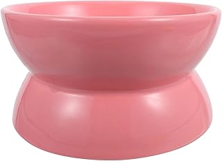 Ceramic Elevated Cat Food Bowl with Tilted Neck Protection High Base Raised Pet Feeder for Indoor Cats Non-Toxic Food-Grade Material and Drinking Random Color