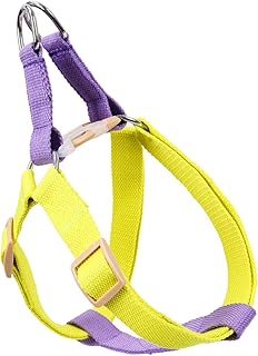 YARNOW Adjustable Puppy Dog Harness Vest Rainbow Chest Strap Soft Pet Outdoor Traction Harness for Small Dogs S Size Purple Yellow