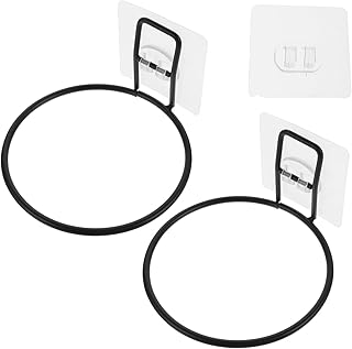 SUPVOX 2pcs Pet Hanging Food Bowl Rack Wall-Mounted Iron Feeder Holder with 3 Adhesive Nail-Less Pads for Dogs and Cats Raised Feeding Station