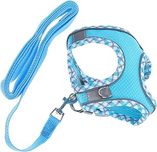 YARNOW Small Cat Harness Vest with Leash Set, Reflective Navy Blue XXS Kitten Harness for Escape Prevention, Lightweight Pet Vest for Outdoor Walking and Travel