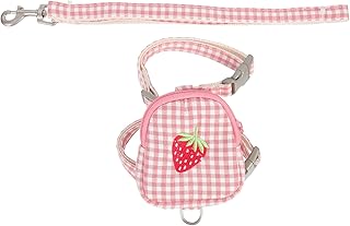 Adjustable Dog Harness with Backpack, Vest-Style Pet Walking Harness for Small Dogs, Breathable Mesh Material, Pink M Size, Puppy Leash Set for Outdoor Walking and Travel